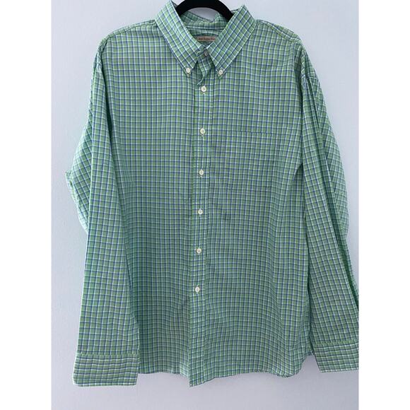 Mens Made in New England, USA Plaid Dress Shirt XXL Green/Blue - Picture 1 of 5
